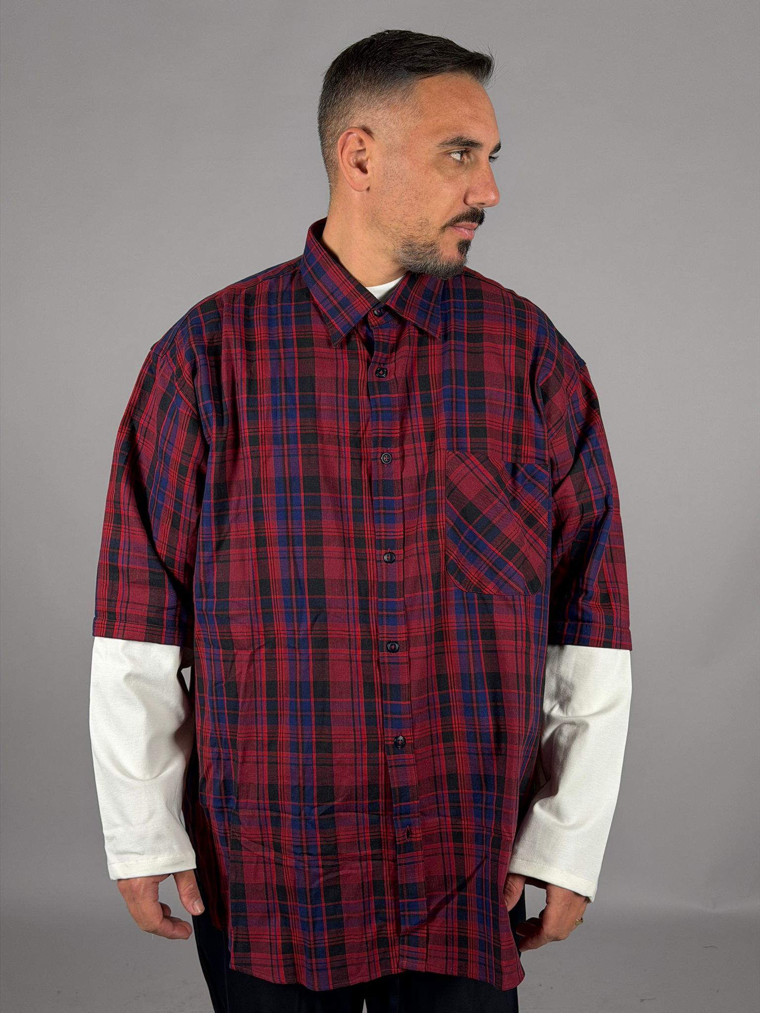 Camicia quadri doppia manica