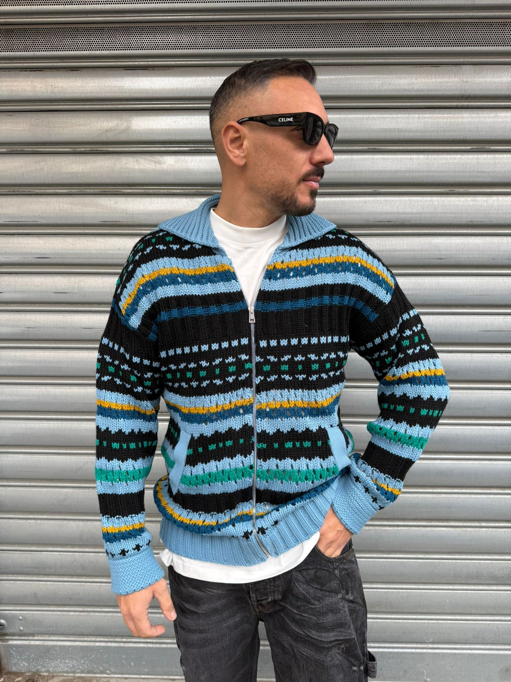 Cardigan lana con zip