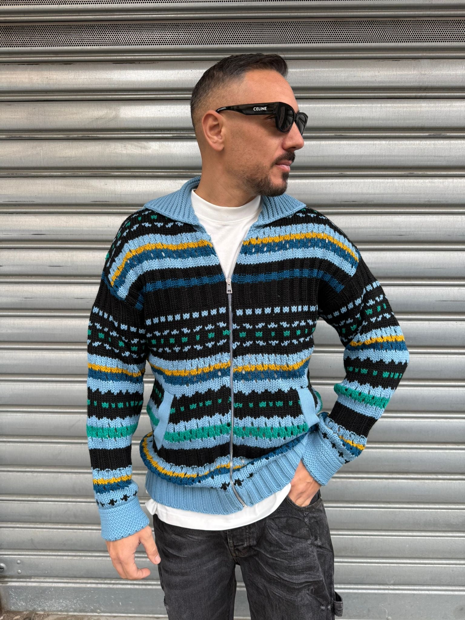 Cardigan lana con zip