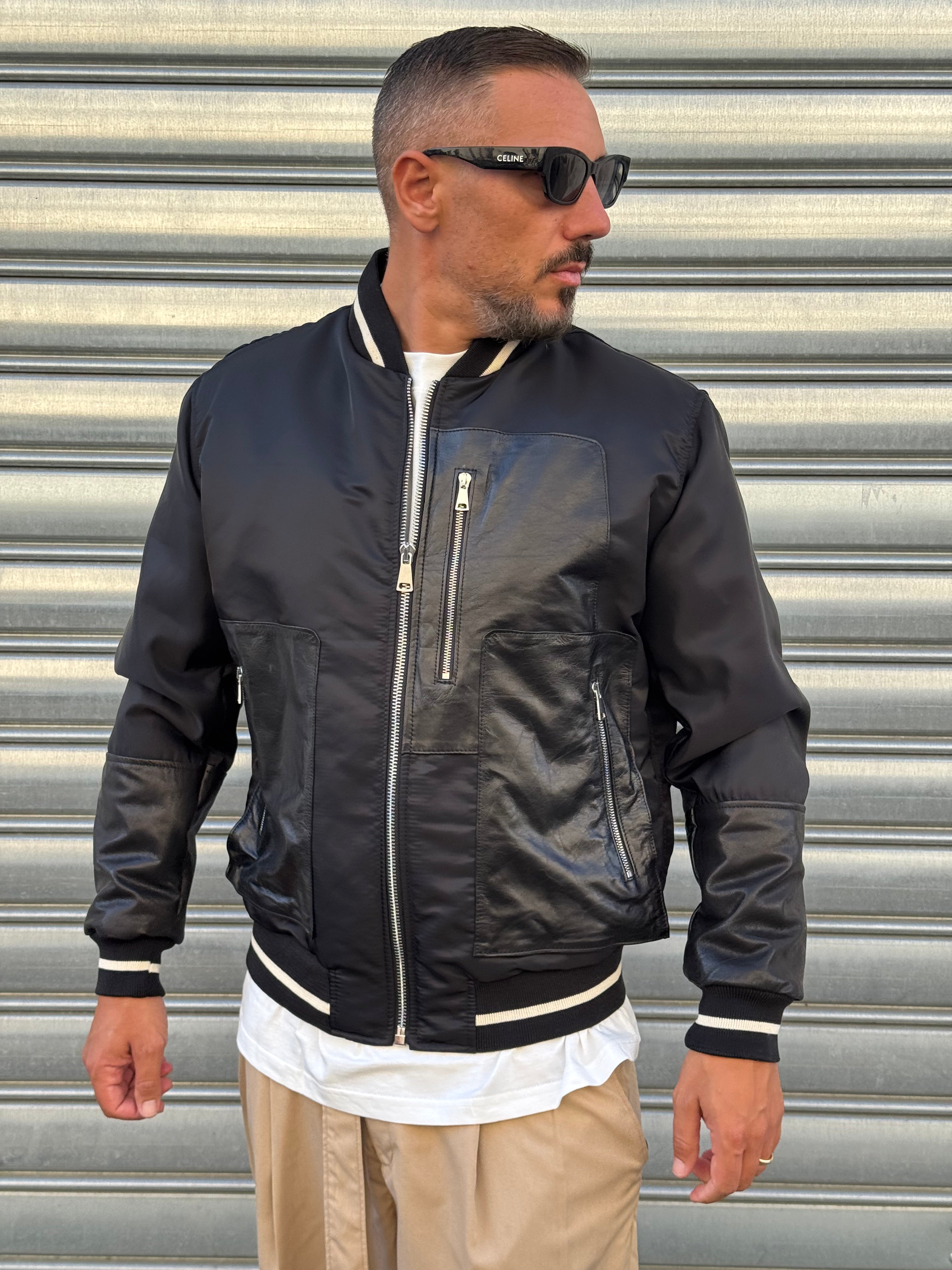 Bomber con inserti in pelle