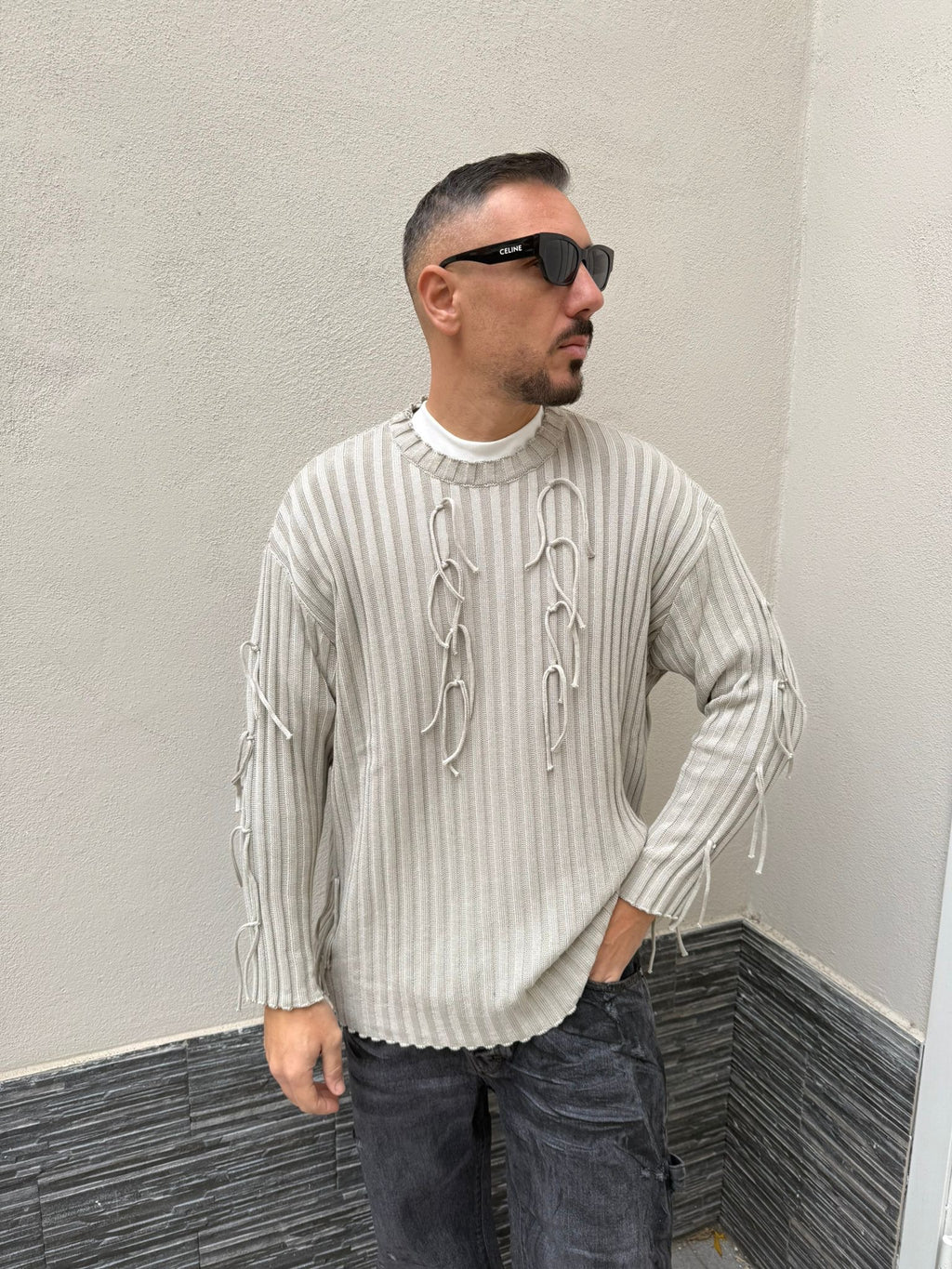 Maglione costa larga