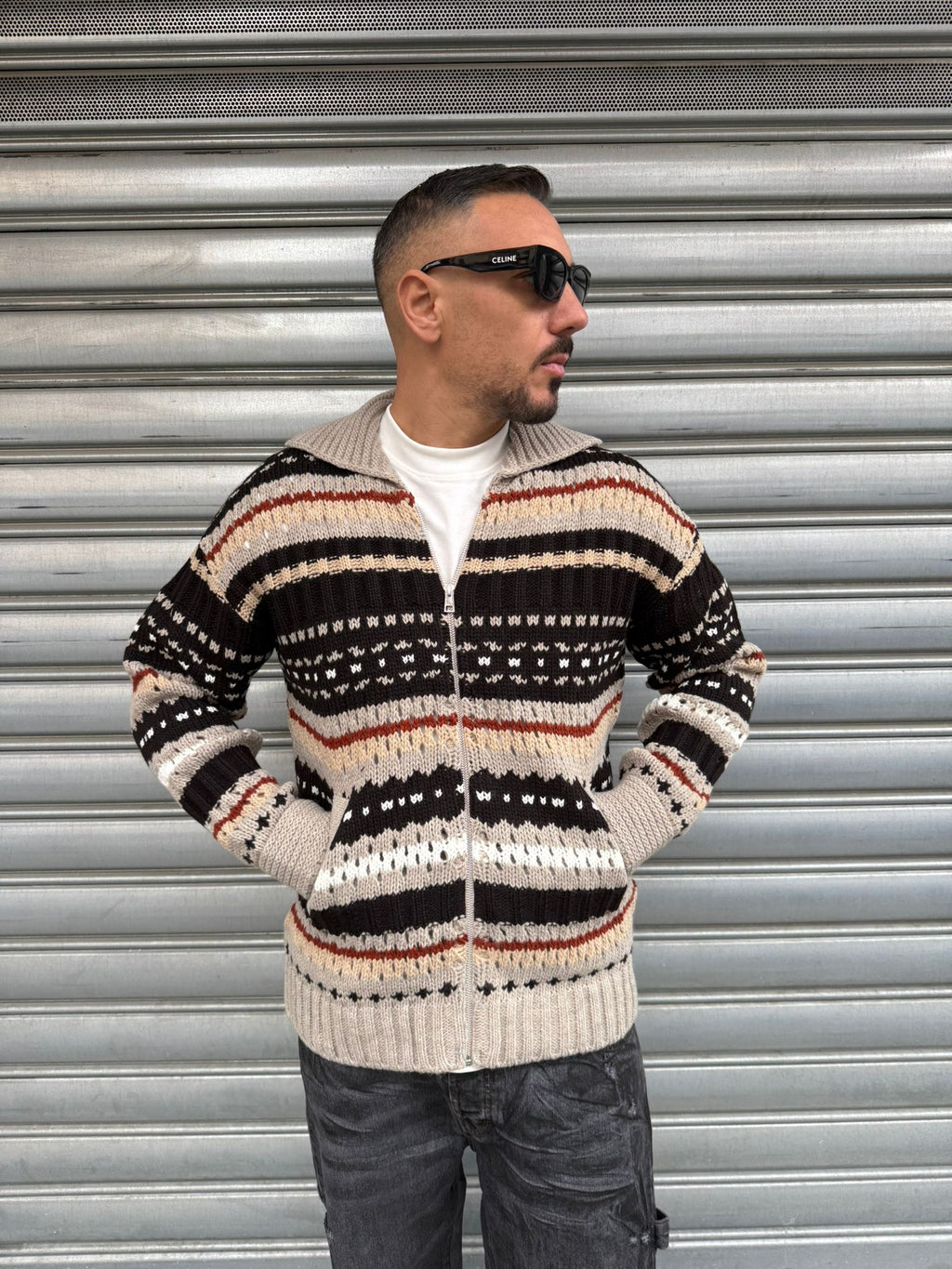 Cardigan lana con zip