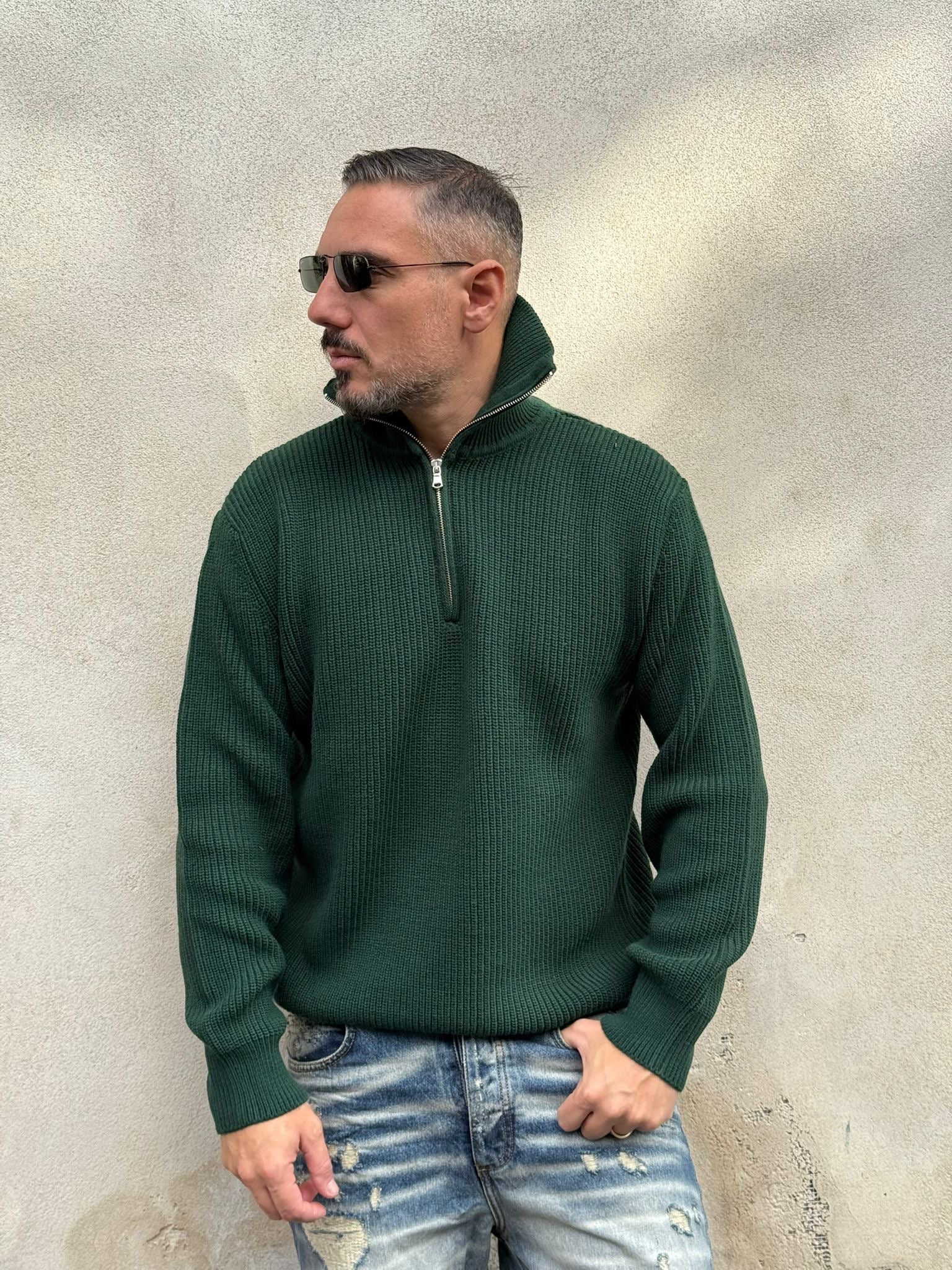 Maglione zip collo