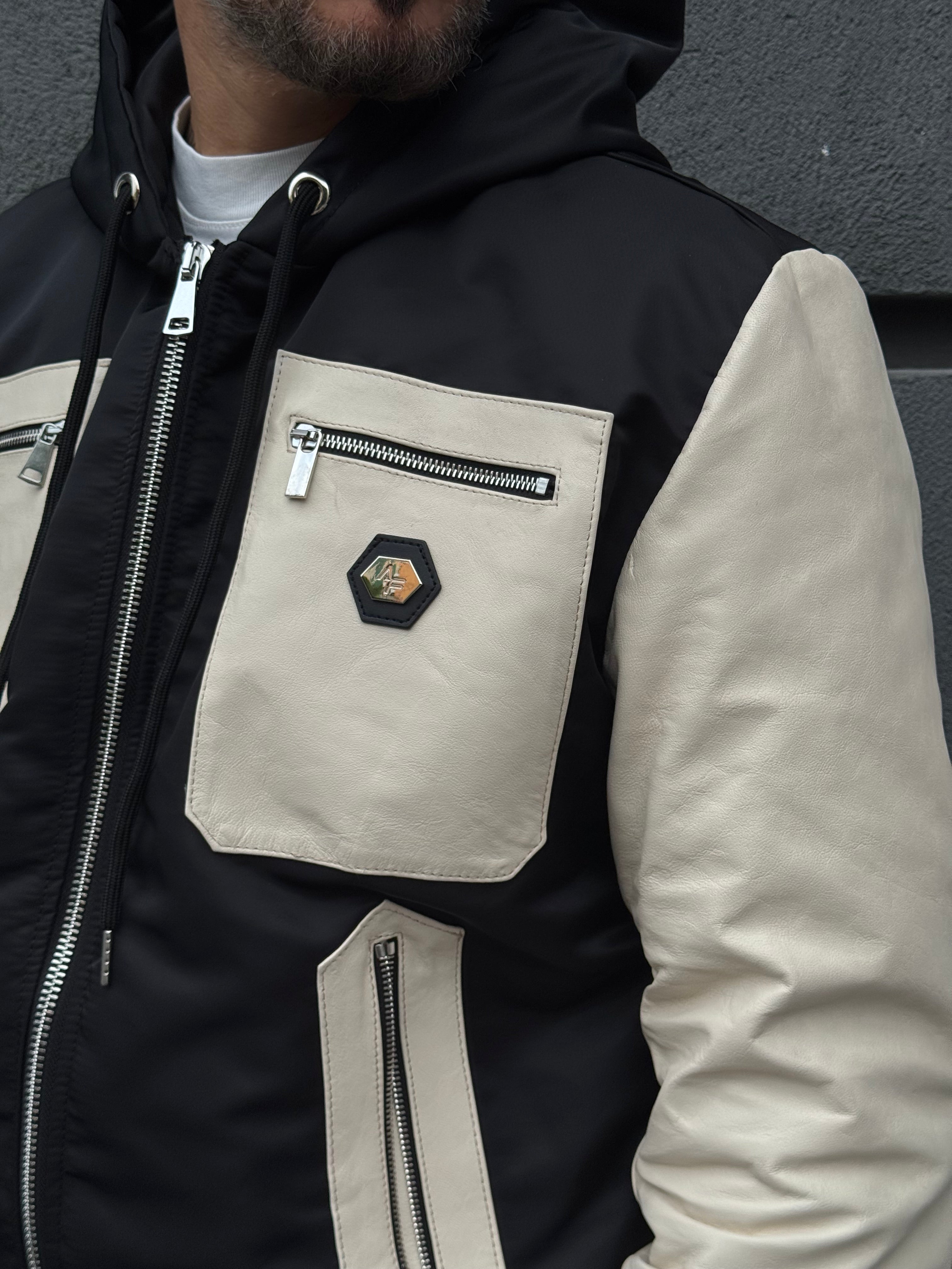 Giubbino nylon e pelle