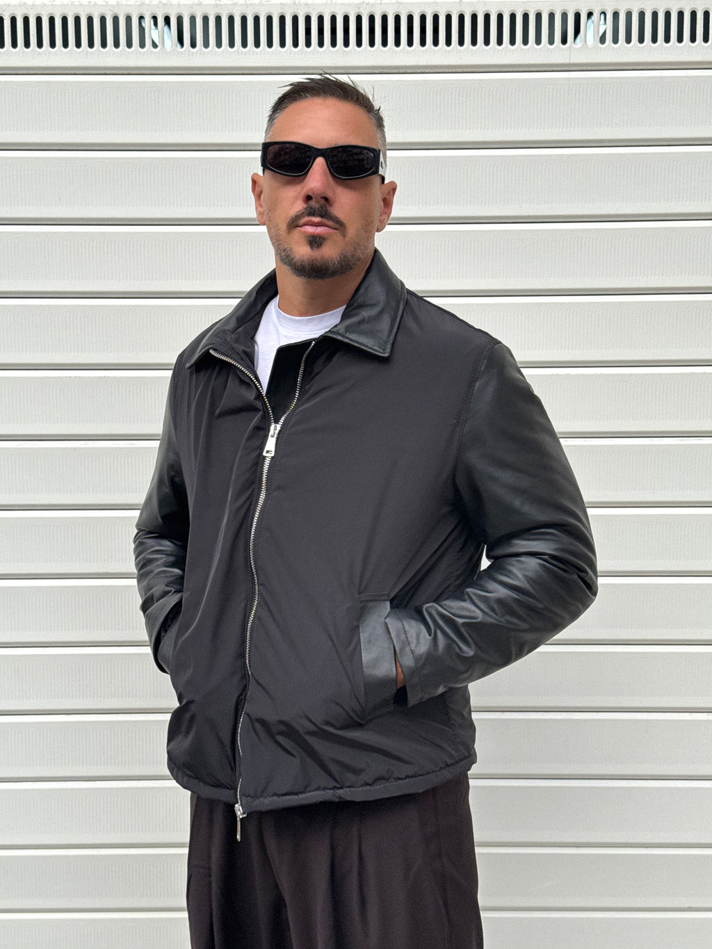 Jacket nylon e pelle