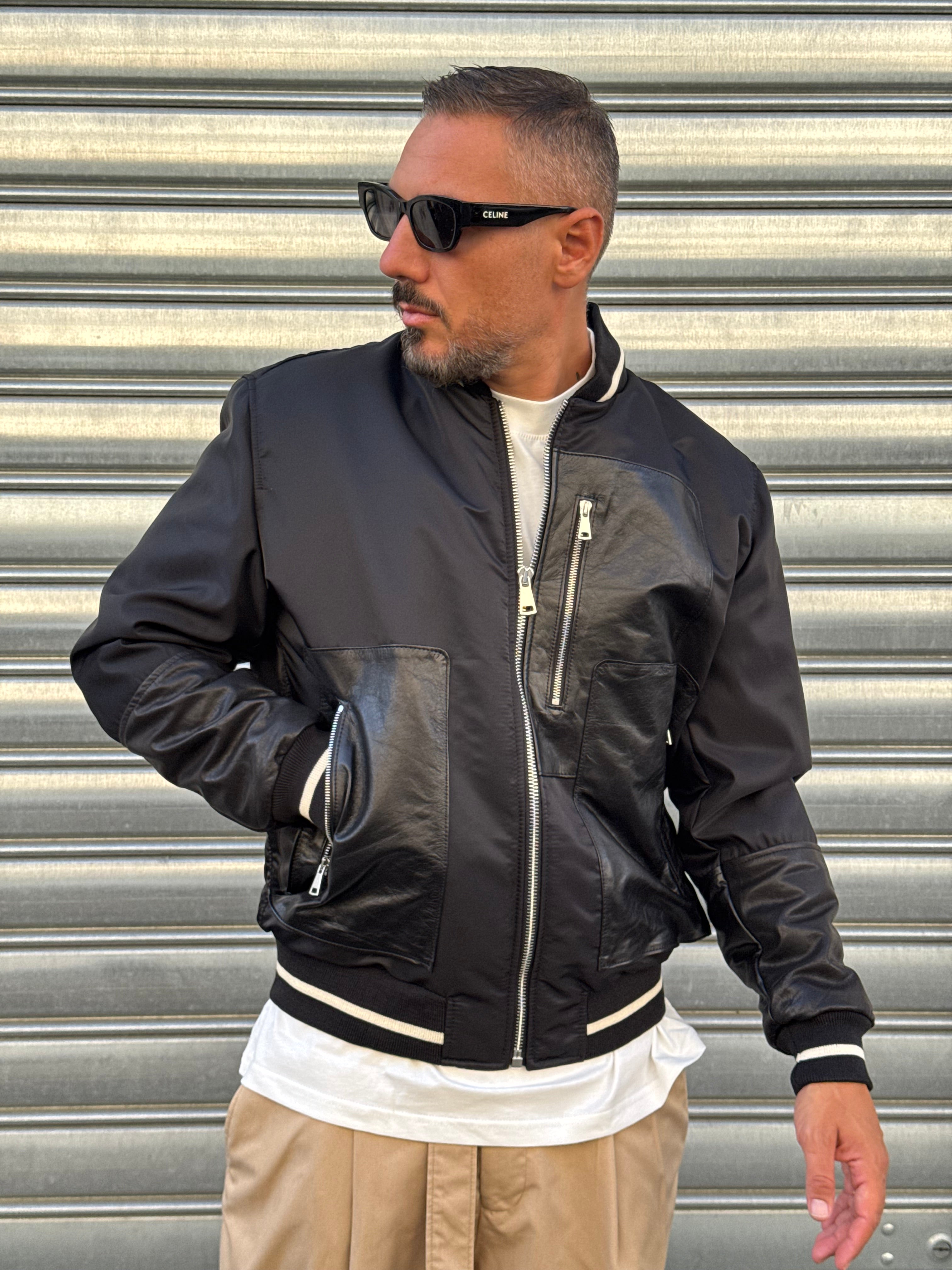 Bomber con inserti in pelle