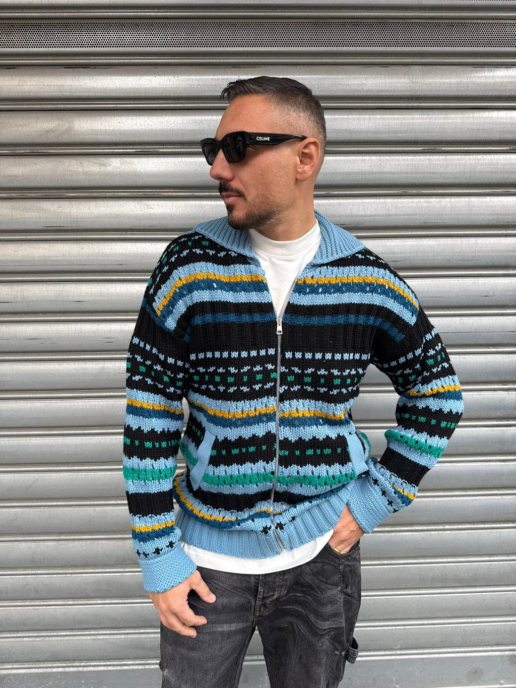 Cardigan lana con zip