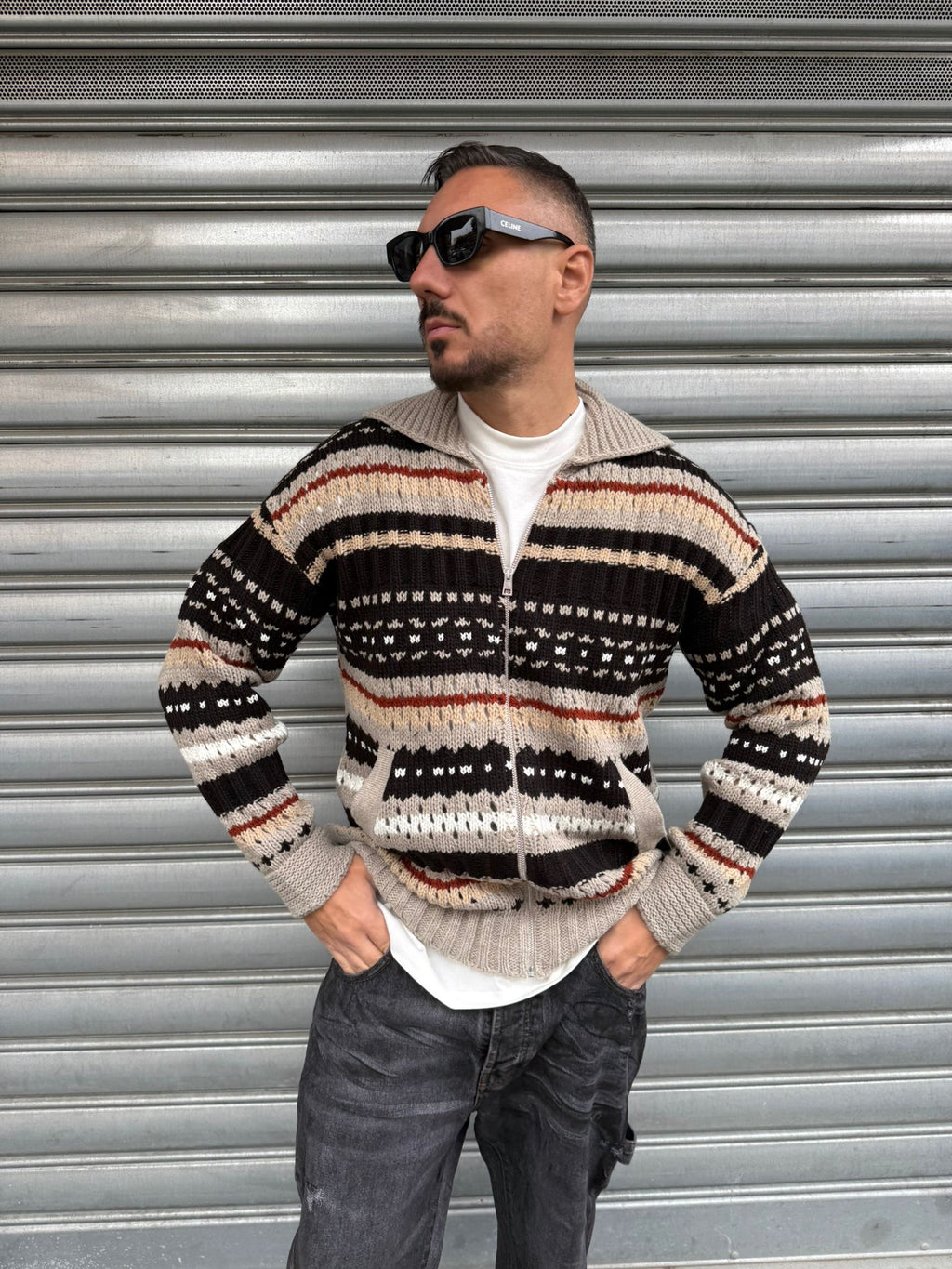 Cardigan lana con zip